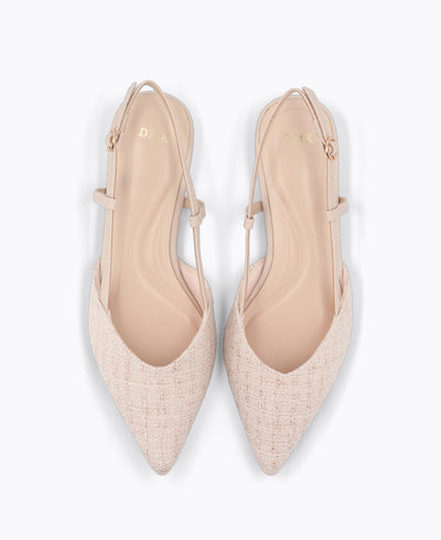 Brianna Slingback Flat Pumps - Nude (Tweed)