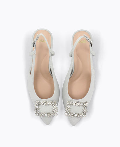 Briella Slingback Heel Pumps - Silver