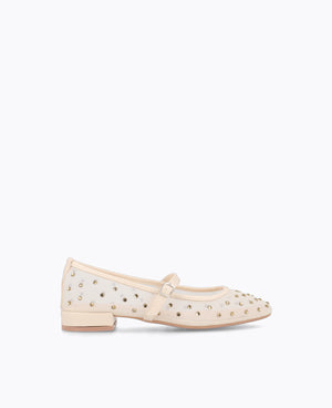Calista Mesh Mary Janes - Beige