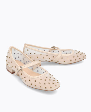 Calista Mesh Mary Janes - Beige
