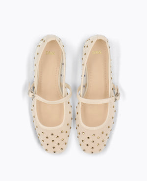 Calista Mesh Mary Janes - Beige