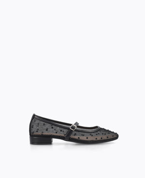 Calista Mesh Mary Janes - Black