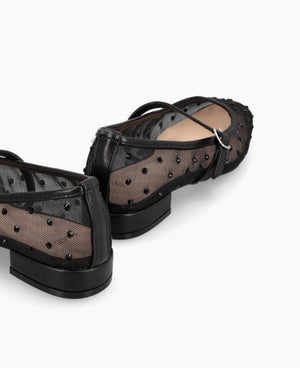 Calista Mesh Mary Janes - Black