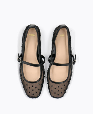 Calista Mesh Mary Janes - Black