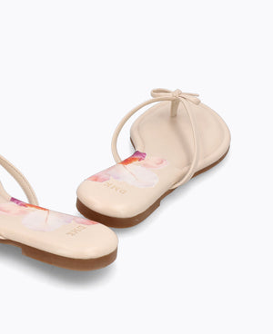 Celeste Thong Flat Sandals - Beige