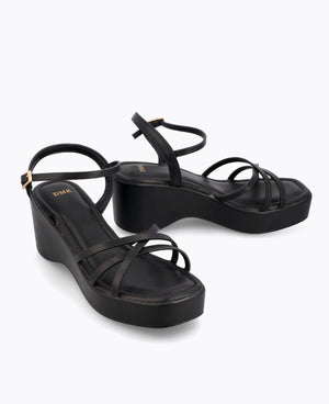 Celestial Platform Heel Sandals - Black