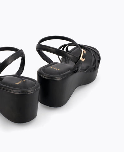 Celestial Platform Heel Sandals - Black