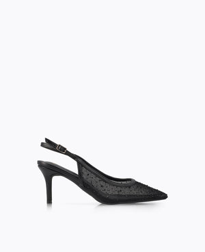 Crystal Muse Slingback Heel Pumps - Black