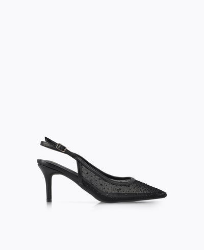 Crystal Muse Slingback Heel Pumps - Black