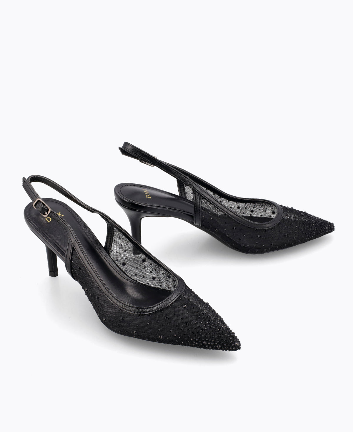 Crystal Muse Slingback Heel Pumps - Black