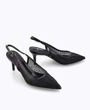Crystal Muse Slingback Heel Pumps - Black
