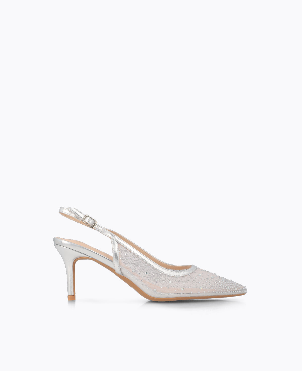 Crystal Muse Slingback Heel Pumps - Silver