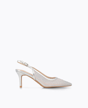 Crystal Muse Slingback Heel Pumps - Silver