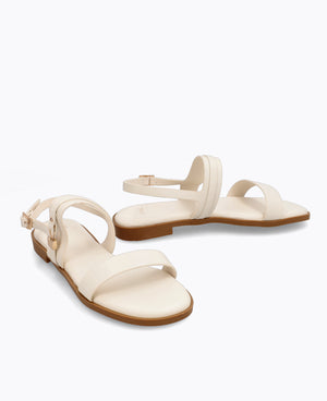 Elena Flat Sandals - Beige