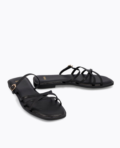 Elly Flat Sandals - Black
