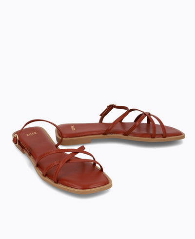 Elly Flat Sandals - Brown