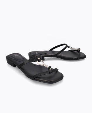 Emma Flat Sandals - Black