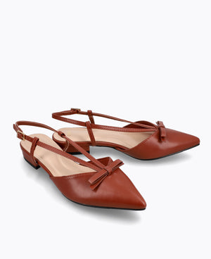 Estelle Slingback Flat Pumps - Brown