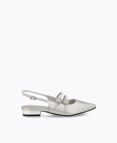 Inca Slingback Mary Jane Flats - Silver