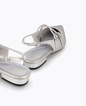 Inca Slingback Mary Jane Flats - Silver