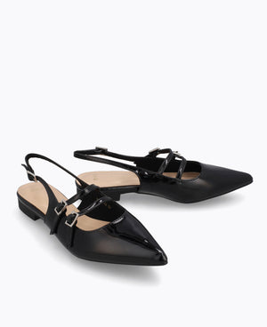 Inca Slingback Mary Jane Flats V2 - Black