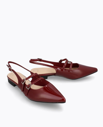 Inca Slingback Mary Jane Flats V2 - Maroon