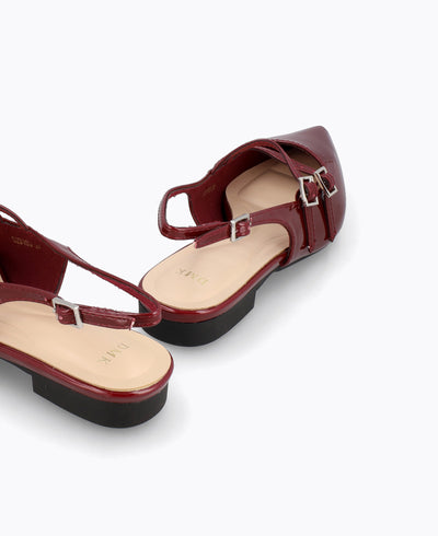 Inca Slingback Mary Jane Flats V2 - Maroon