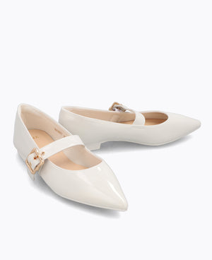 Jacey Mary Janes Flats - Beige
