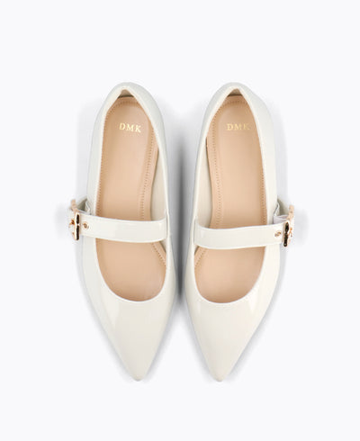 Jacey Mary Janes Flats - Beige