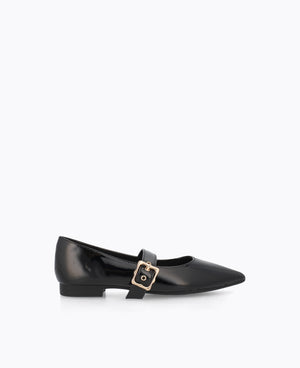 Jacey Mary Janes Flats - Black