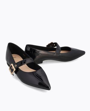 Jacey Mary Janes Flats - Black