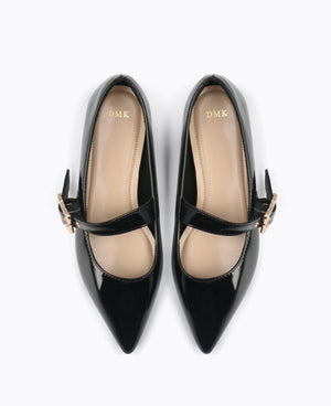 Jacey Mary Janes Flats - Black