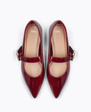 Jacey Mary Janes Flats - Maroon
