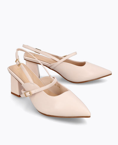 Jazmine Slingback Heel Pumps - Beige