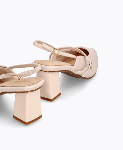 Jazmine Slingback Heel Pumps - Beige