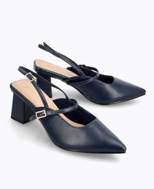 Jazmine Slingback Heel Pumps - Navy