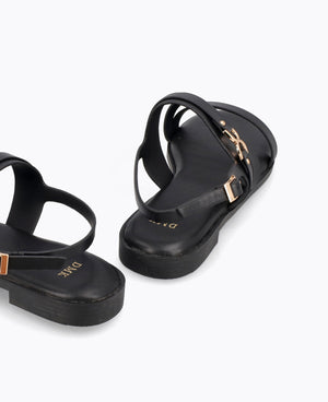 Jolie Flat Sandals - Black