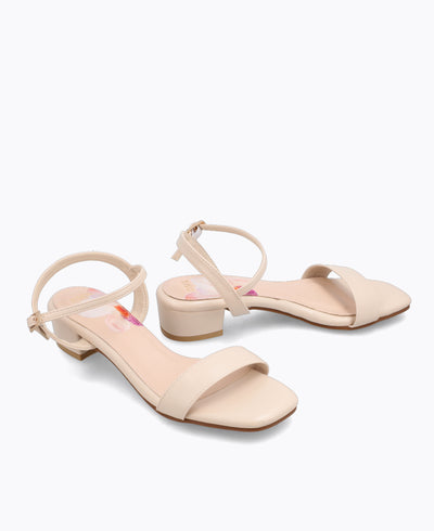 Julie Block Heel Sandals - Beige