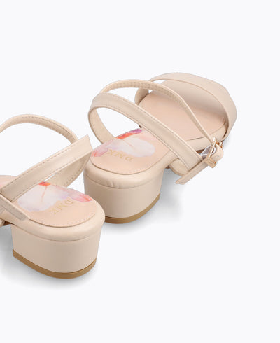 Julie Block Heel Sandals - Beige