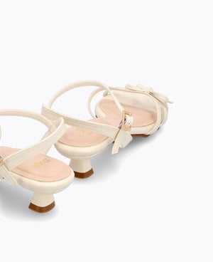 Leah Bow Heel Sandals - Beige