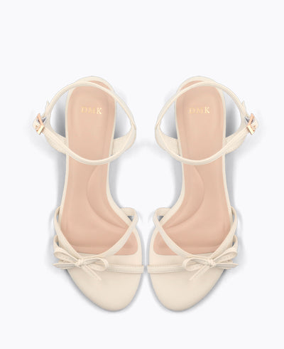 Leah Bow Heel Sandals - Beige