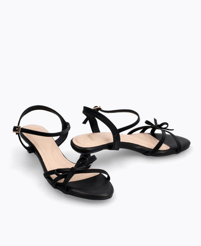 Leah Bow Heel Sandals - Black
