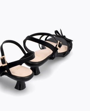 Leah Bow Heel Sandals - Black