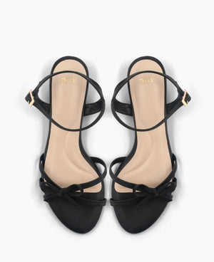 Leah Bow Heel Sandals - Black