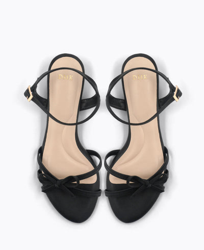 Leah Bow Heel Sandals - Black