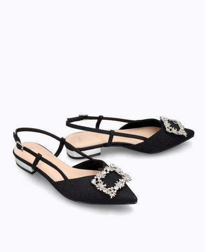 Leona Slingback Flat Pumps - Black
