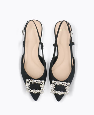 Leona Slingback Flat Pumps - Black