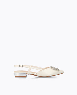 Leona Slingback Flat Pumps - Pearl Beige