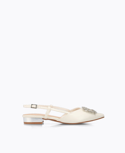Leona Slingback Flat Pumps - Pearl Beige