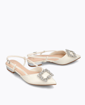 Leona Slingback Flat Pumps - Pearl Beige